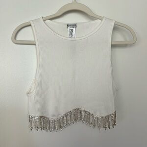 Zara rhinestone fringe tank